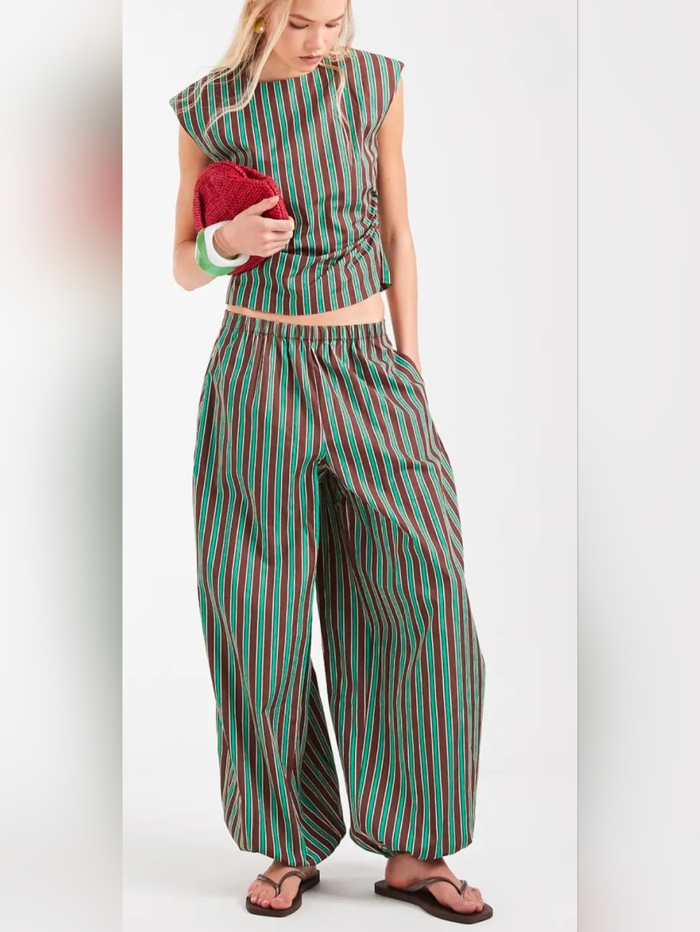 Balloon Pant (Green/Chocolate Stripe) - Picture 5 of 5